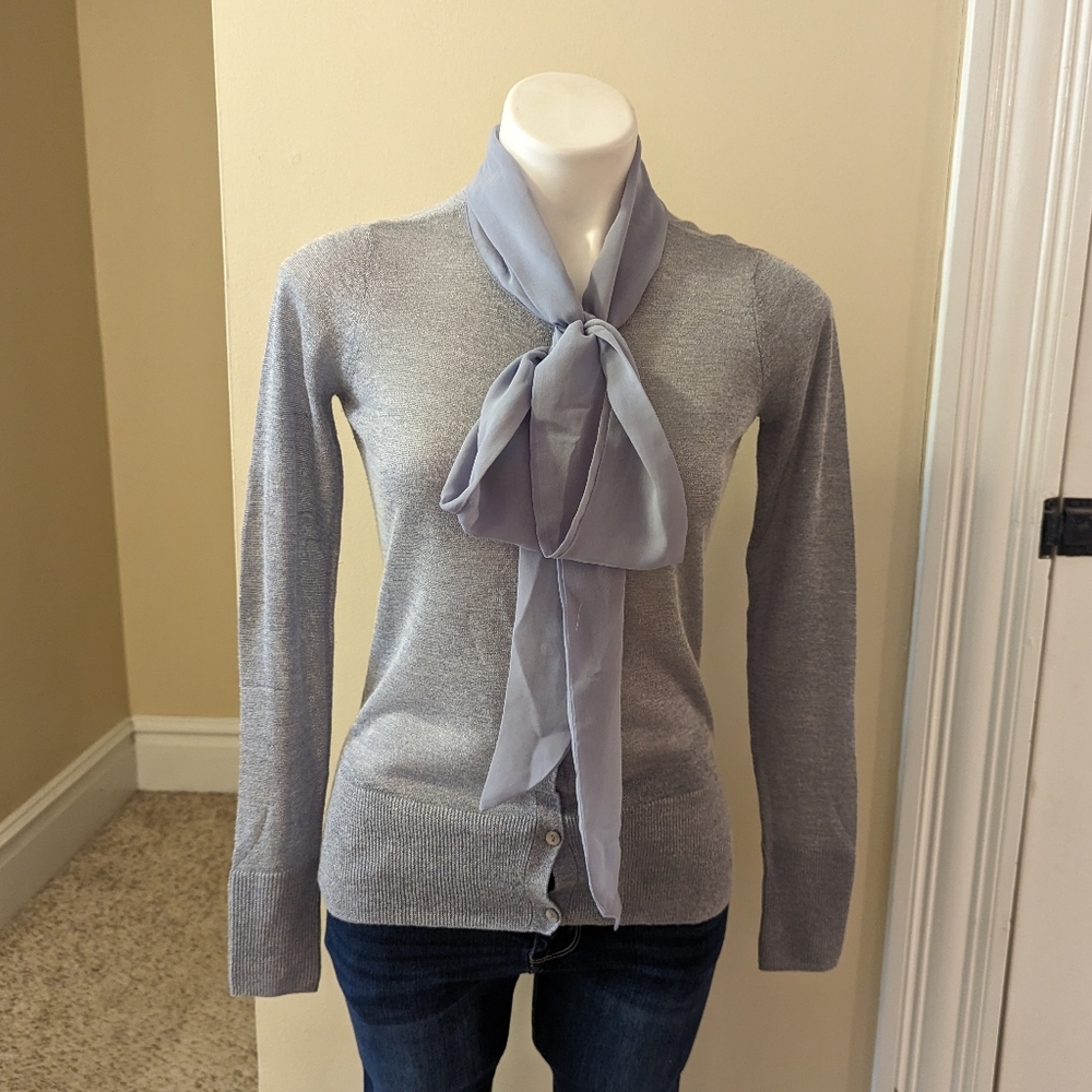 Simply Vera by Vera Wang bluish gray sparkle cardigan w/ tie at neck size S